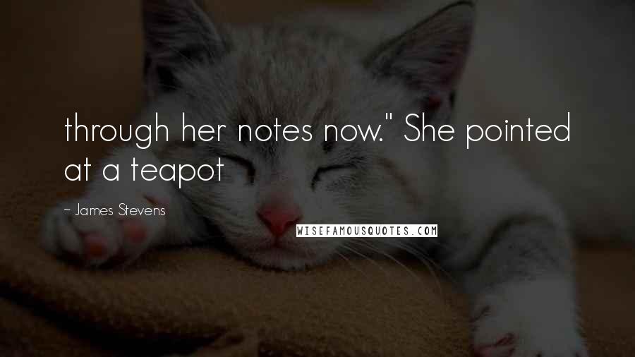 James Stevens Quotes: through her notes now." She pointed at a teapot