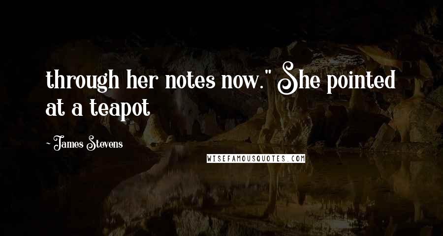 James Stevens Quotes: through her notes now." She pointed at a teapot