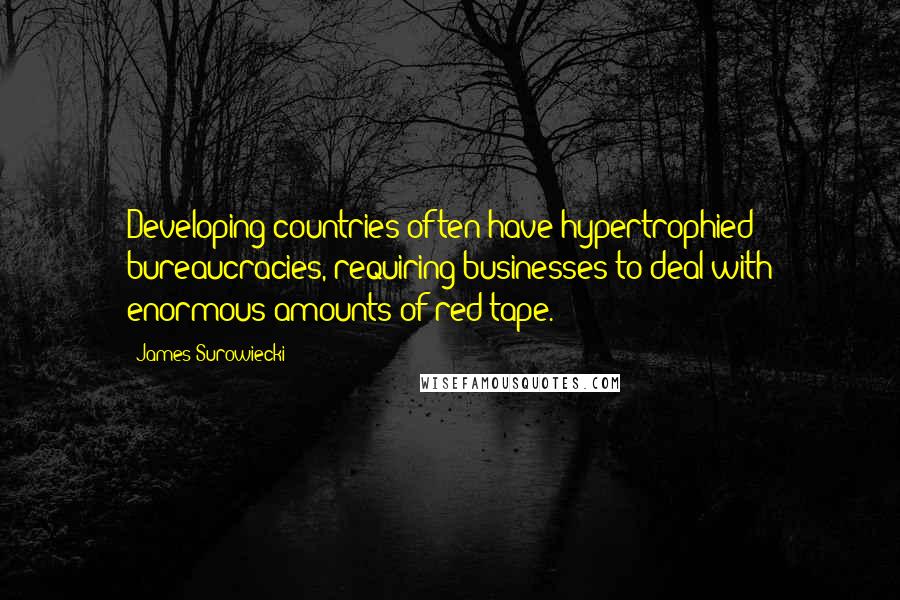 James Surowiecki Quotes: Developing countries often have hypertrophied bureaucracies, requiring businesses to deal with enormous amounts of red tape.