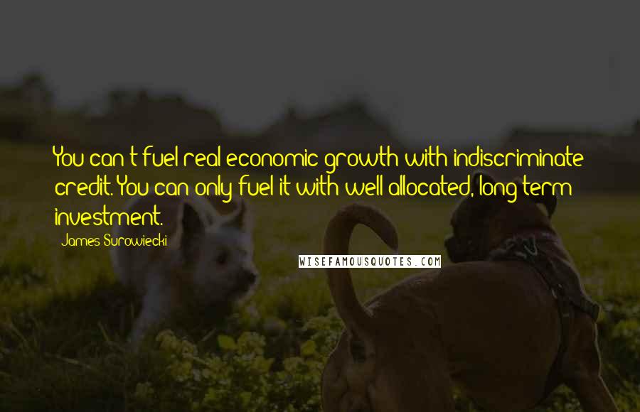 James Surowiecki Quotes: You can't fuel real economic growth with indiscriminate credit. You can only fuel it with well-allocated, long-term investment.