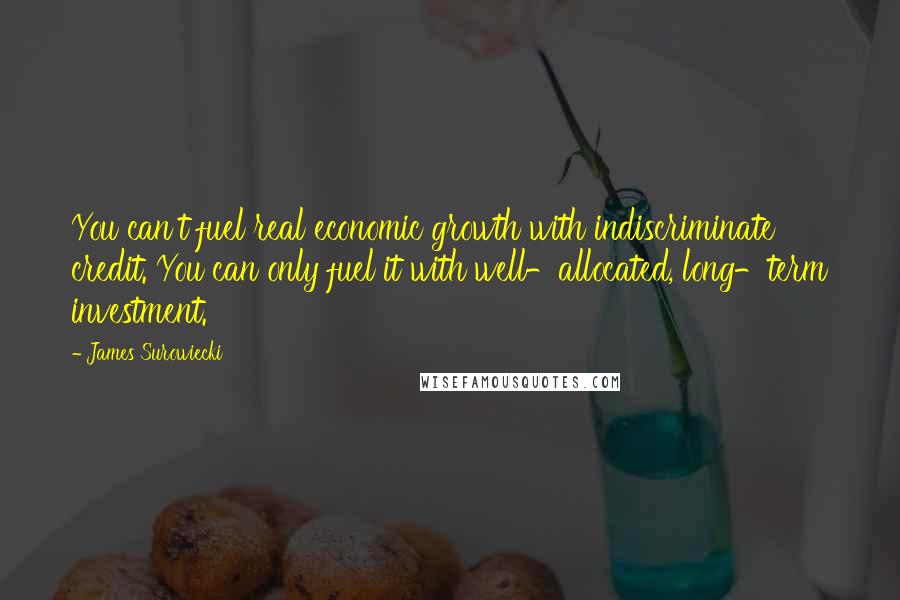 James Surowiecki Quotes: You can't fuel real economic growth with indiscriminate credit. You can only fuel it with well-allocated, long-term investment.