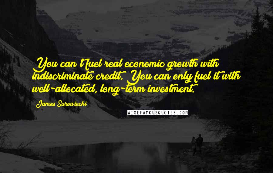 James Surowiecki Quotes: You can't fuel real economic growth with indiscriminate credit. You can only fuel it with well-allocated, long-term investment.