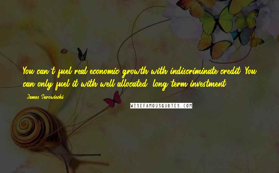 James Surowiecki Quotes: You can't fuel real economic growth with indiscriminate credit. You can only fuel it with well-allocated, long-term investment.