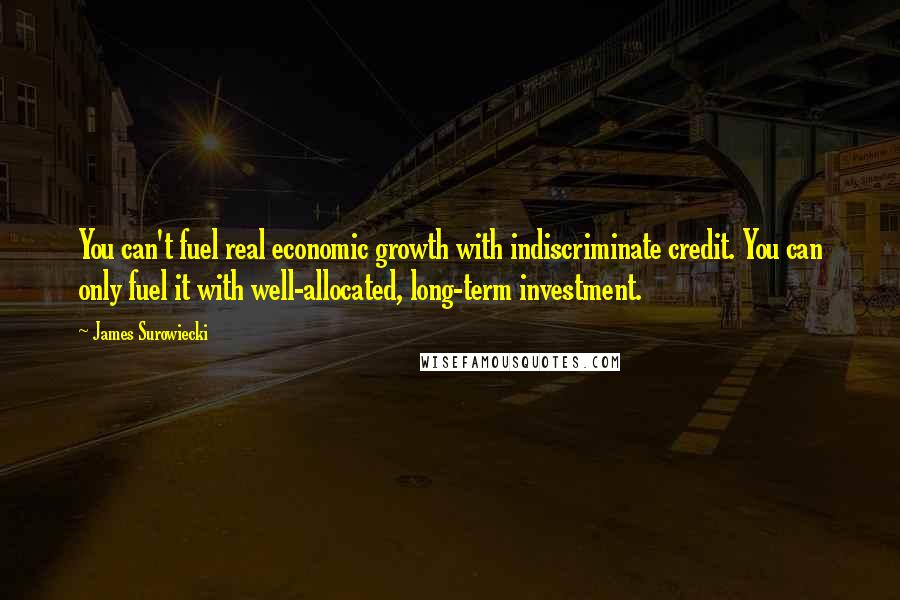 James Surowiecki Quotes: You can't fuel real economic growth with indiscriminate credit. You can only fuel it with well-allocated, long-term investment.