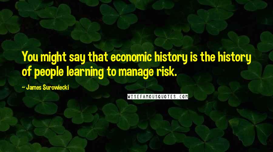 James Surowiecki Quotes: You might say that economic history is the history of people learning to manage risk.