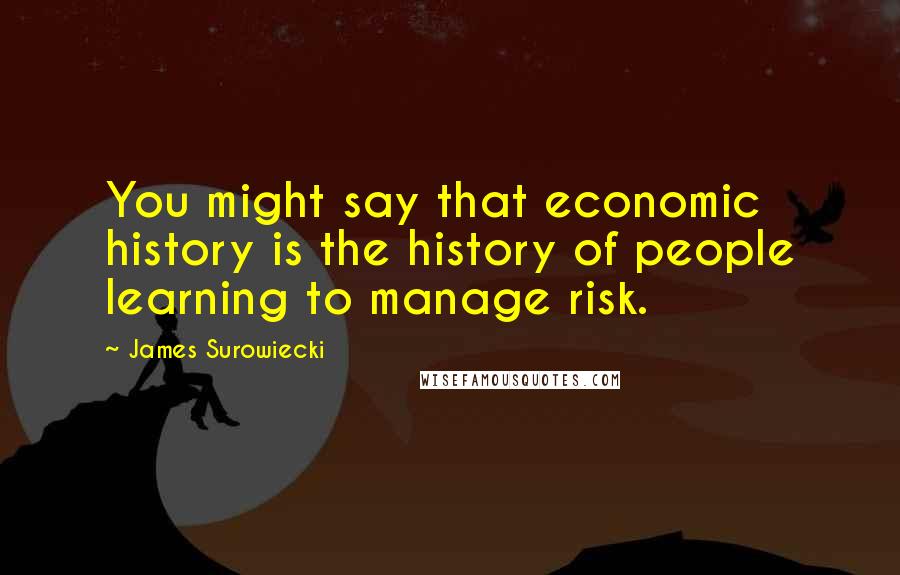 James Surowiecki Quotes: You might say that economic history is the history of people learning to manage risk.