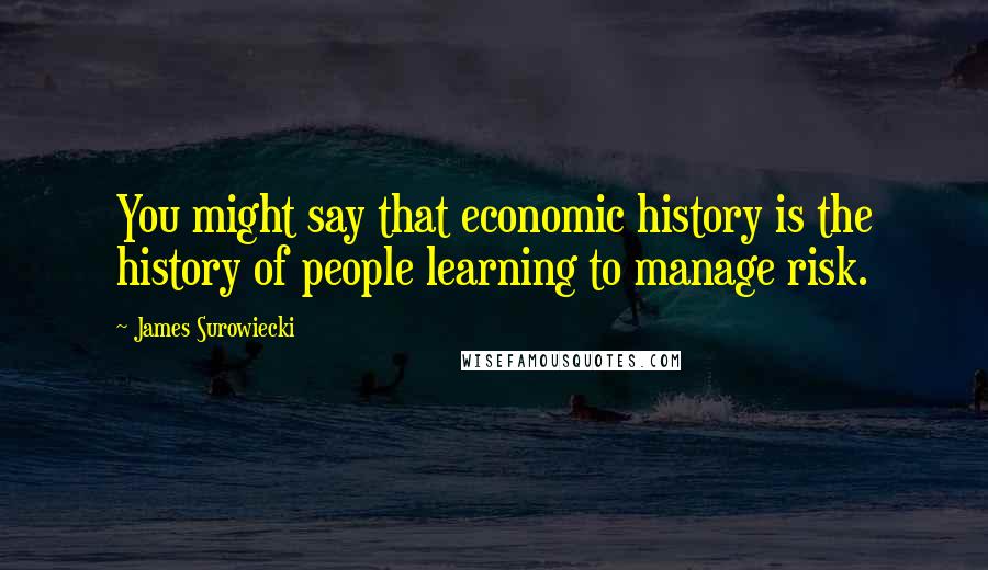 James Surowiecki Quotes: You might say that economic history is the history of people learning to manage risk.