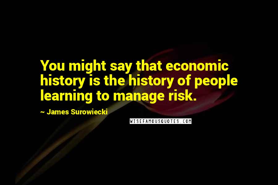 James Surowiecki Quotes: You might say that economic history is the history of people learning to manage risk.