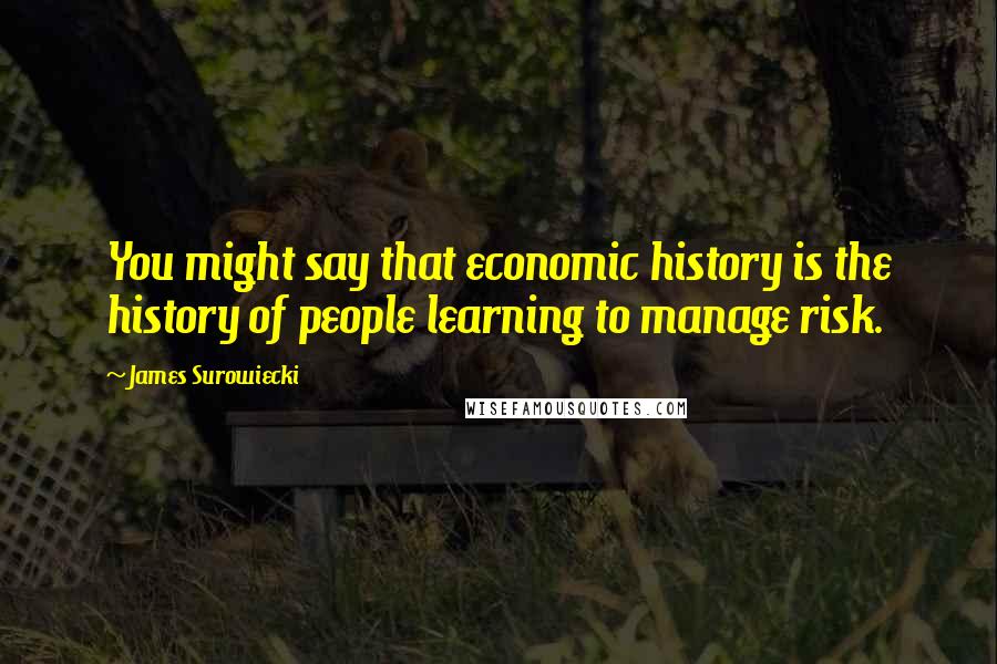 James Surowiecki Quotes: You might say that economic history is the history of people learning to manage risk.