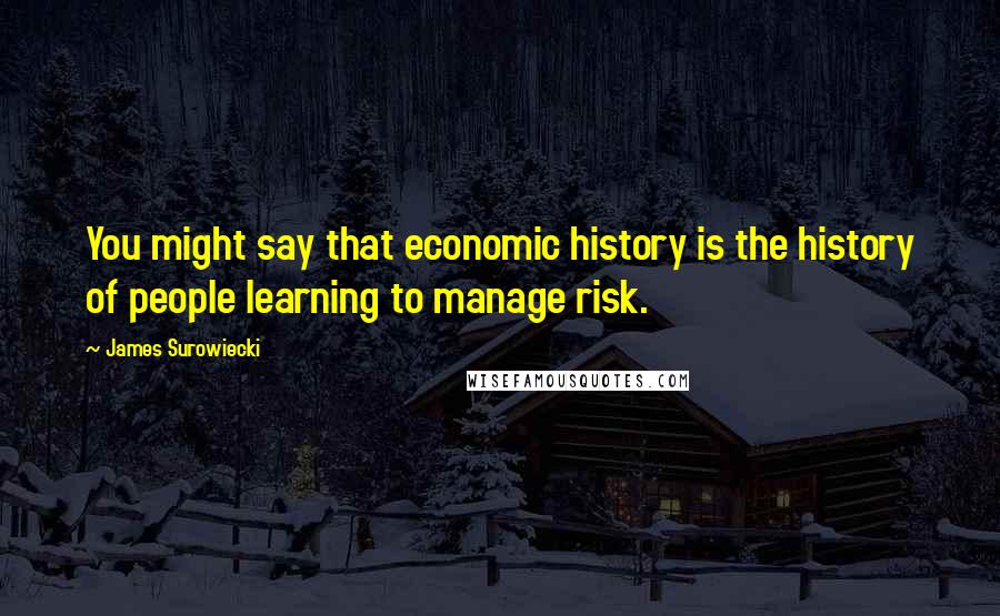 James Surowiecki Quotes: You might say that economic history is the history of people learning to manage risk.