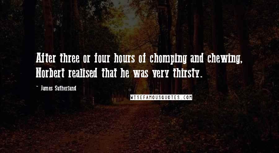 James Sutherland Quotes: After three or four hours of chomping and chewing, Norbert realised that he was very thirsty.