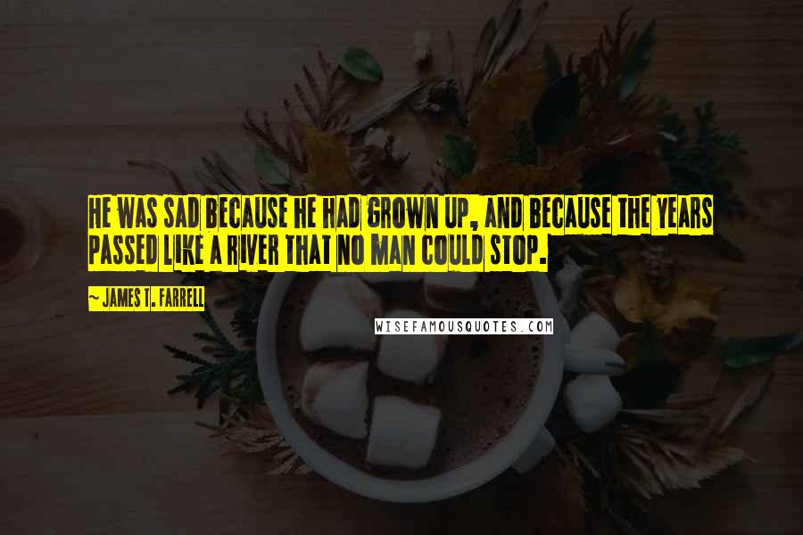 James T. Farrell Quotes: He was sad because he had grown up, and because the years passed like a river that no man could stop.