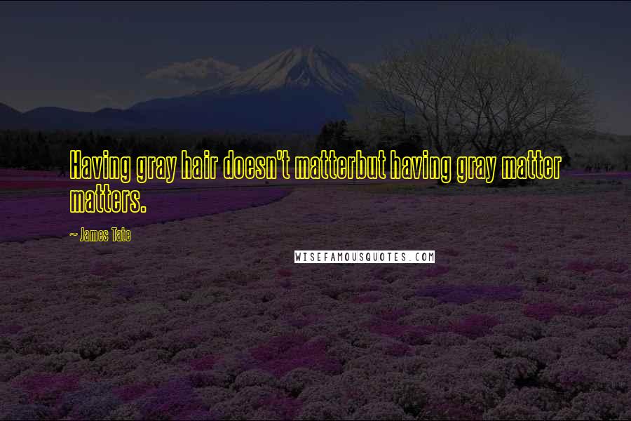 James Tate Quotes: Having gray hair doesn't matterbut having gray matter matters.