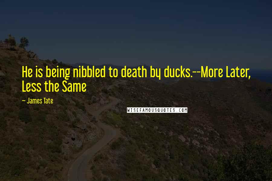 James Tate Quotes: He is being nibbled to death by ducks.--More Later, Less the Same