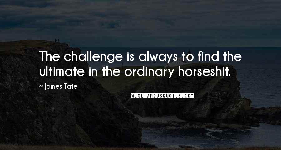 James Tate Quotes: The challenge is always to find the ultimate in the ordinary horseshit.