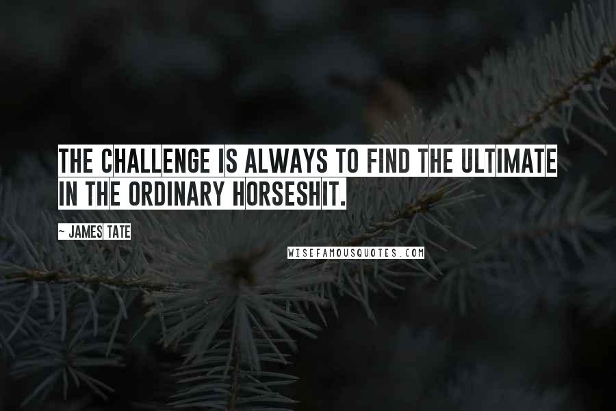 James Tate Quotes: The challenge is always to find the ultimate in the ordinary horseshit.