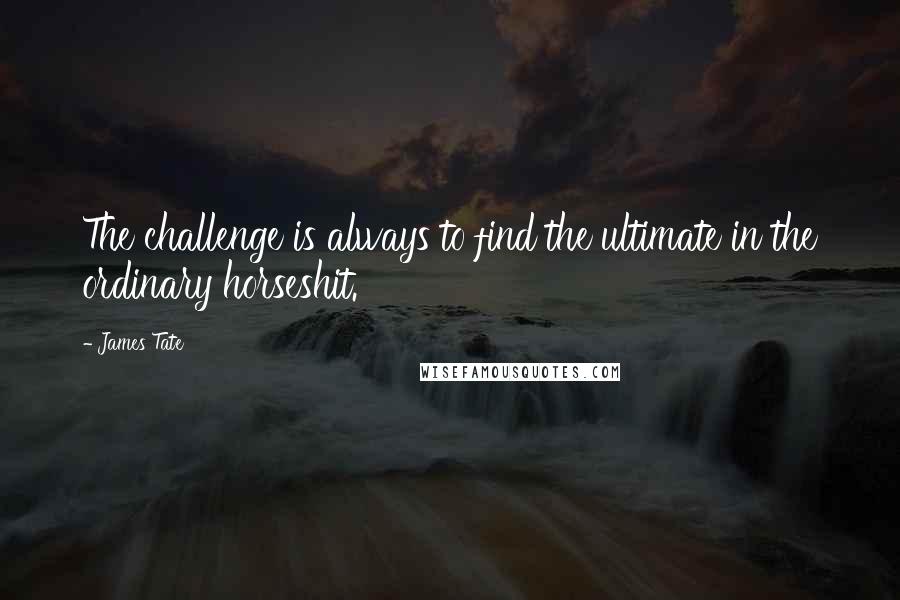 James Tate Quotes: The challenge is always to find the ultimate in the ordinary horseshit.