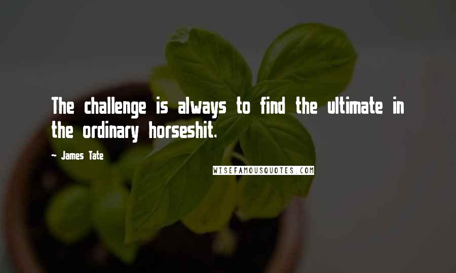 James Tate Quotes: The challenge is always to find the ultimate in the ordinary horseshit.
