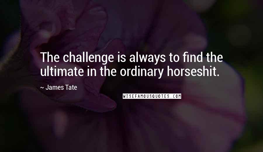 James Tate Quotes: The challenge is always to find the ultimate in the ordinary horseshit.