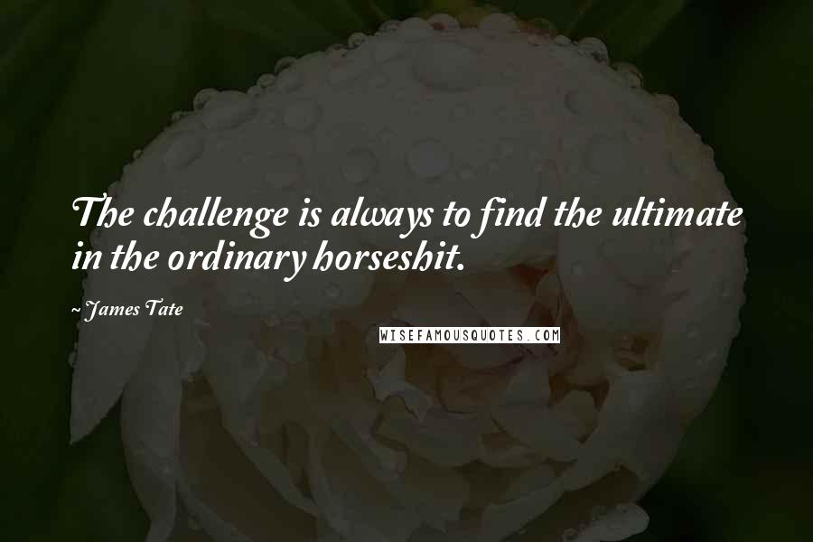 James Tate Quotes: The challenge is always to find the ultimate in the ordinary horseshit.