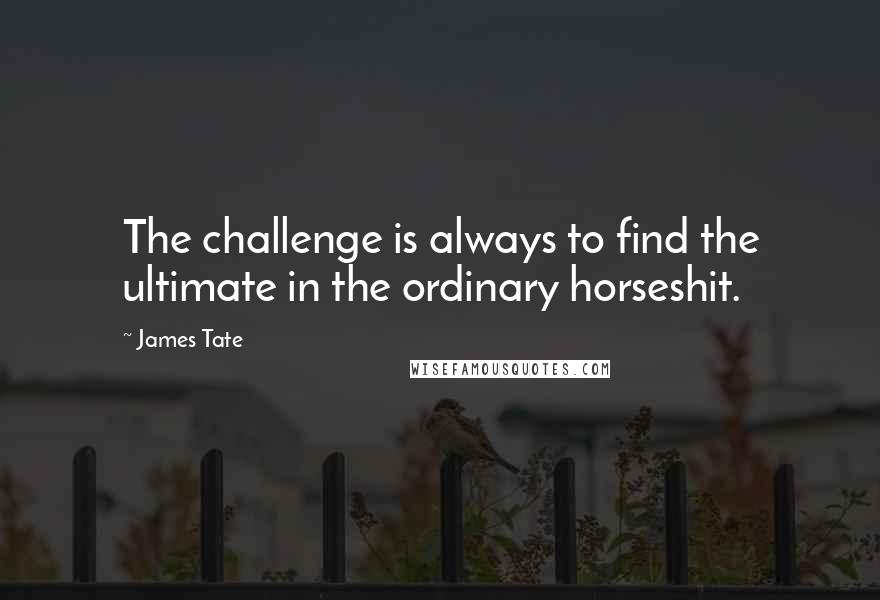 James Tate Quotes: The challenge is always to find the ultimate in the ordinary horseshit.