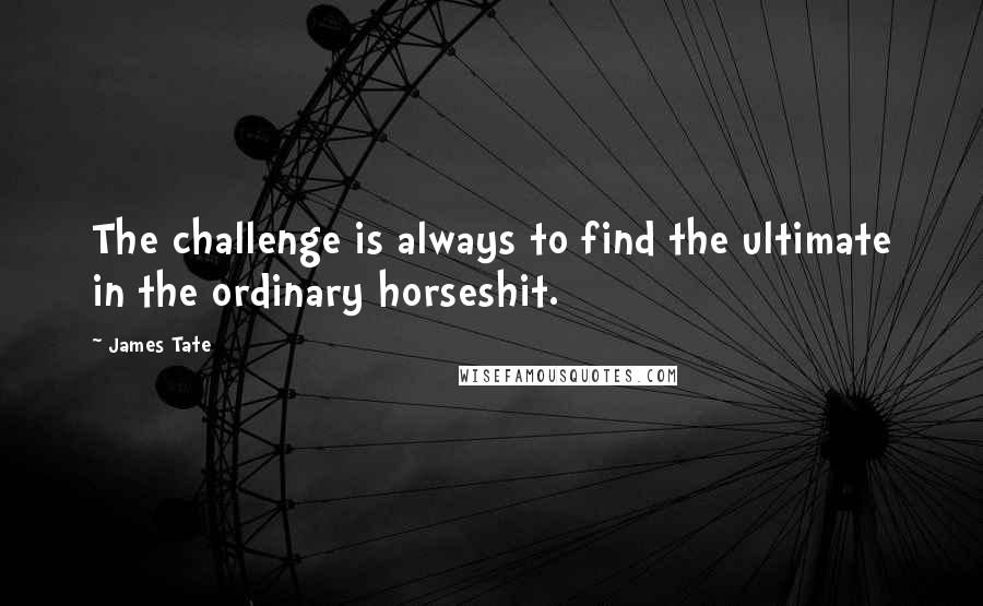 James Tate Quotes: The challenge is always to find the ultimate in the ordinary horseshit.