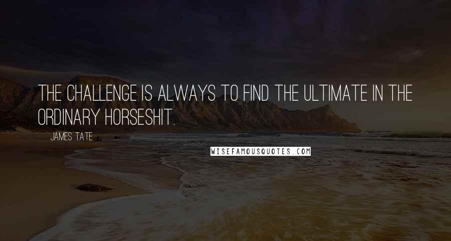 James Tate Quotes: The challenge is always to find the ultimate in the ordinary horseshit.