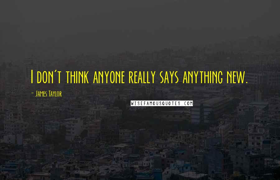 James Taylor Quotes: I don't think anyone really says anything new.