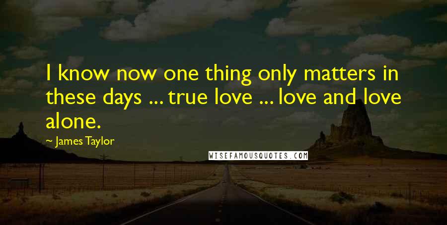 James Taylor Quotes: I know now one thing only matters in these days ... true love ... love and love alone.