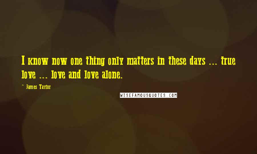 James Taylor Quotes: I know now one thing only matters in these days ... true love ... love and love alone.