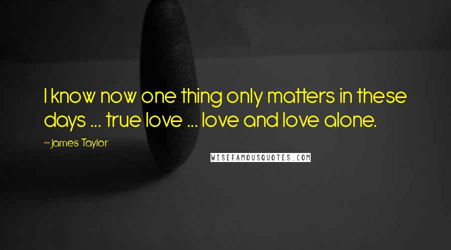 James Taylor Quotes: I know now one thing only matters in these days ... true love ... love and love alone.