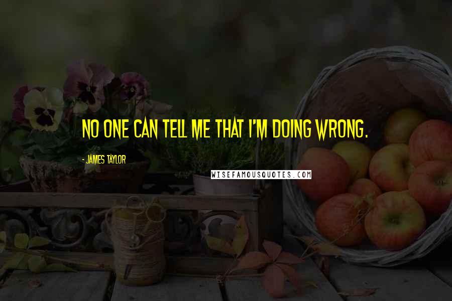 James Taylor Quotes: No one can tell me that I'm doing wrong.