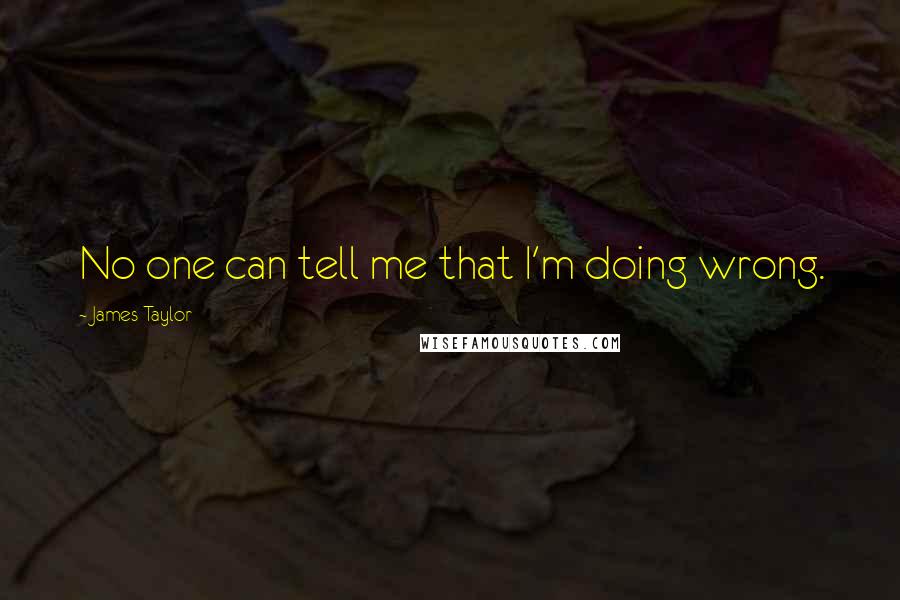 James Taylor Quotes: No one can tell me that I'm doing wrong.