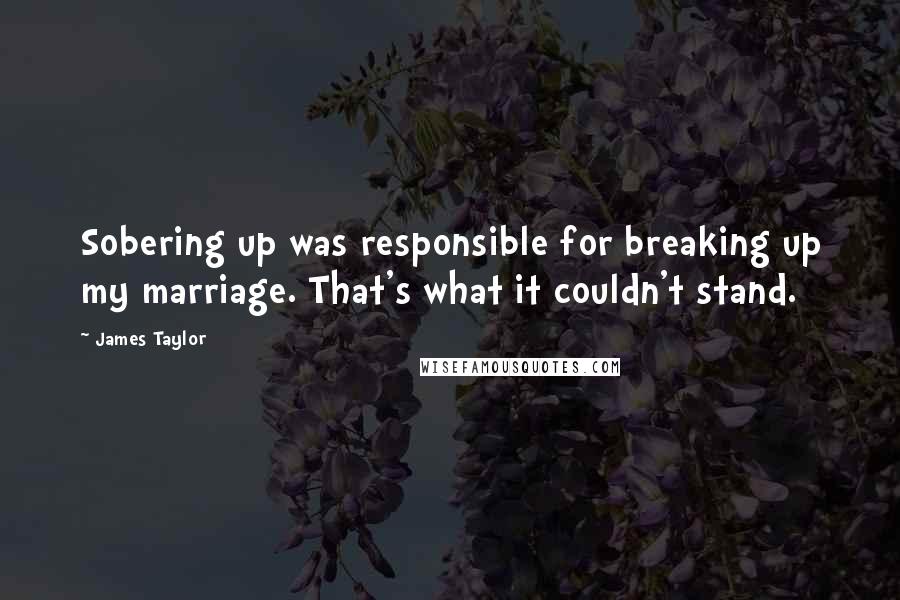 James Taylor Quotes: Sobering up was responsible for breaking up my marriage. That's what it couldn't stand.