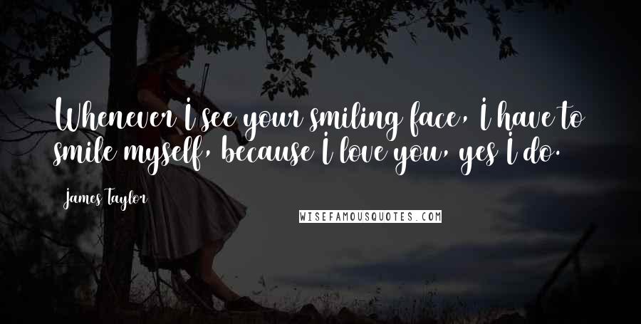 James Taylor Quotes: Whenever I see your smiling face, I have to smile myself, because I love you, yes I do.