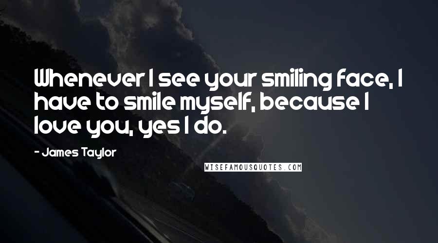 James Taylor Quotes: Whenever I see your smiling face, I have to smile myself, because I love you, yes I do.