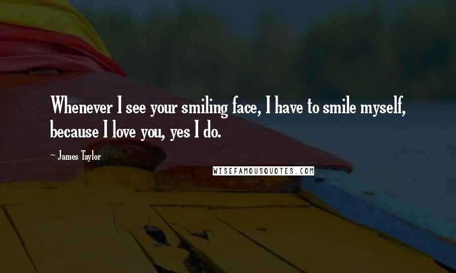 James Taylor Quotes: Whenever I see your smiling face, I have to smile myself, because I love you, yes I do.