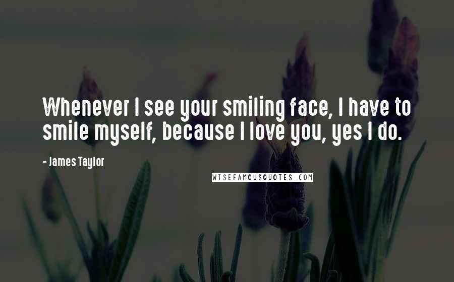 James Taylor Quotes: Whenever I see your smiling face, I have to smile myself, because I love you, yes I do.