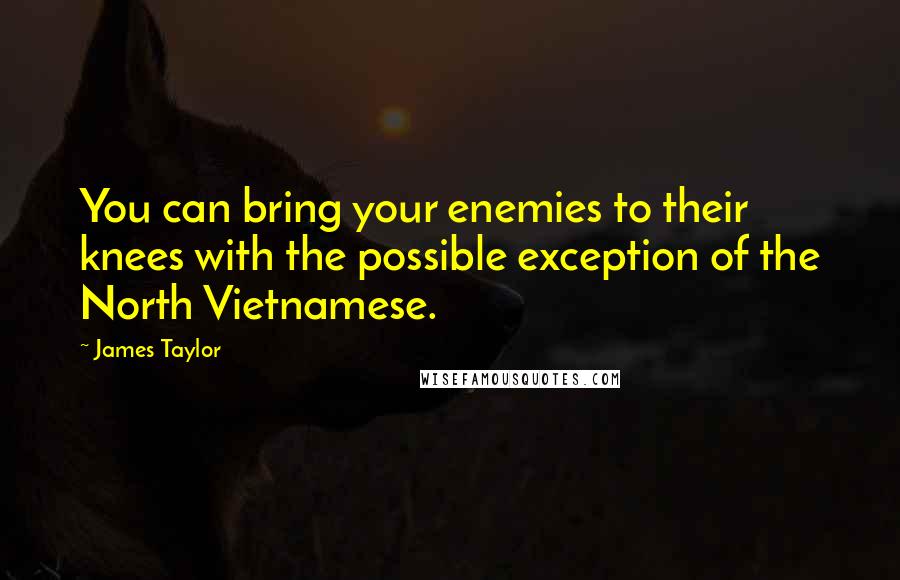 James Taylor Quotes: You can bring your enemies to their knees with the possible exception of the North Vietnamese.