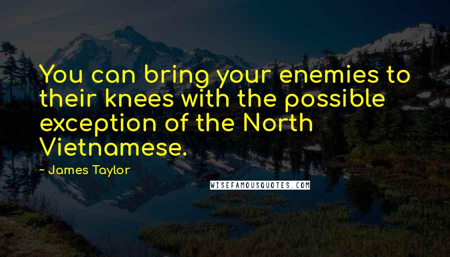 James Taylor Quotes: You can bring your enemies to their knees with the possible exception of the North Vietnamese.