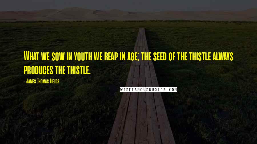 James Thomas Fields Quotes: What we sow in youth we reap in age; the seed of the thistle always produces the thistle.