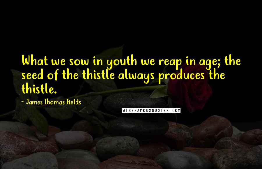 James Thomas Fields Quotes: What we sow in youth we reap in age; the seed of the thistle always produces the thistle.