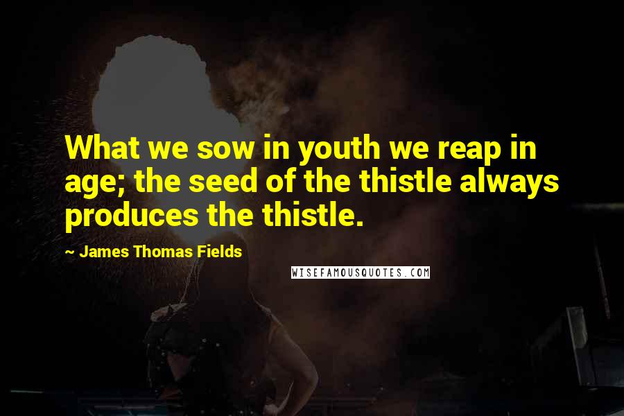 James Thomas Fields Quotes: What we sow in youth we reap in age; the seed of the thistle always produces the thistle.