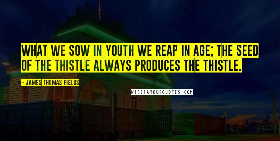 James Thomas Fields Quotes: What we sow in youth we reap in age; the seed of the thistle always produces the thistle.