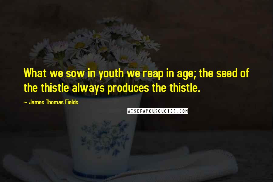 James Thomas Fields Quotes: What we sow in youth we reap in age; the seed of the thistle always produces the thistle.