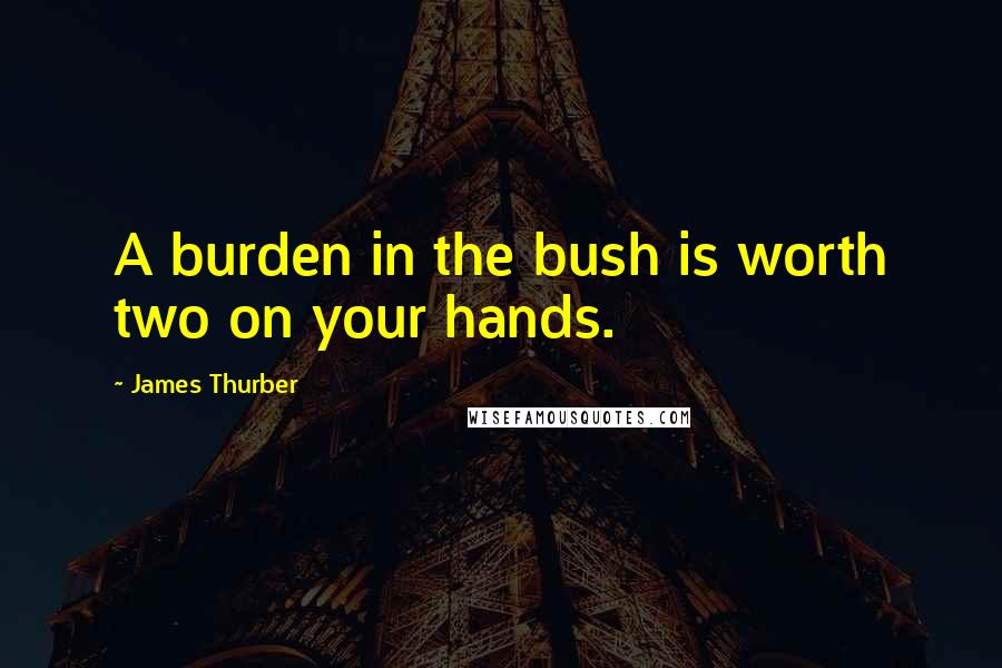 James Thurber Quotes: A burden in the bush is worth two on your hands.