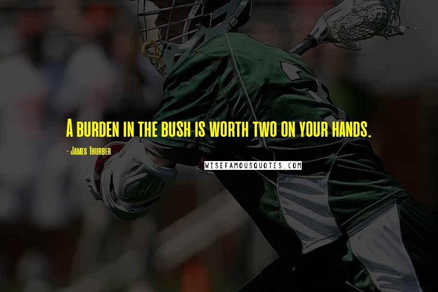 James Thurber Quotes: A burden in the bush is worth two on your hands.