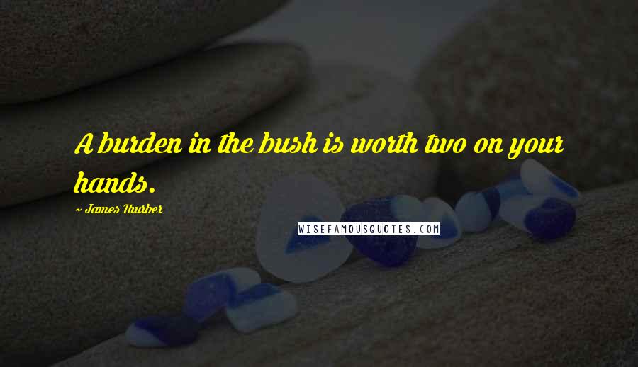 James Thurber Quotes: A burden in the bush is worth two on your hands.