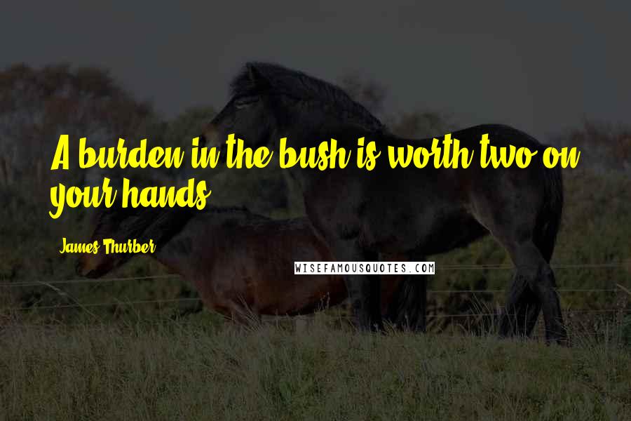 James Thurber Quotes: A burden in the bush is worth two on your hands.