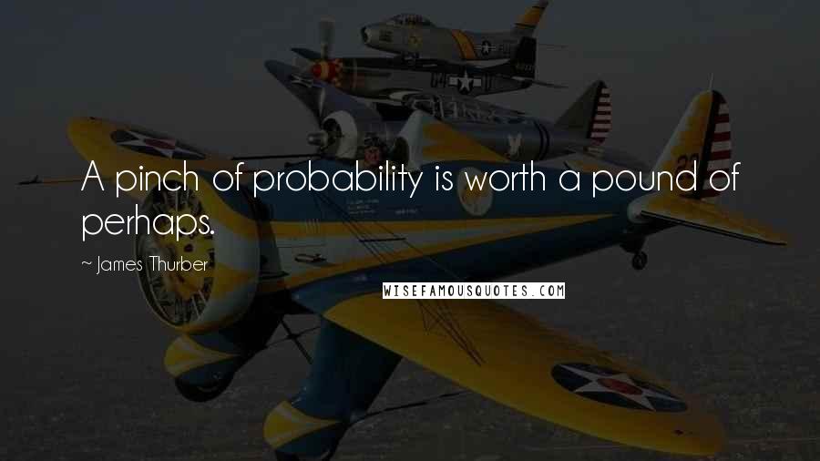 James Thurber Quotes: A pinch of probability is worth a pound of perhaps.